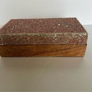 Hinged Lid Decorative Wooden Box Pink